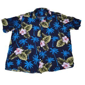 Design In Italy Hawaiian Shirt Mens 4XL Blue Tropical Vacation Tiki Beach Aloha